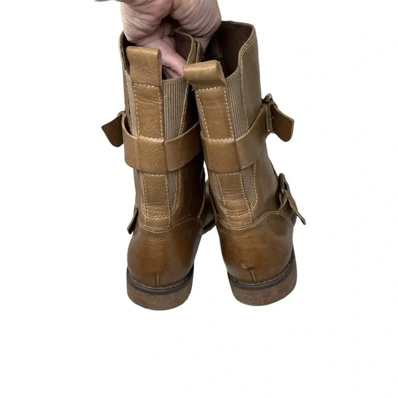 Montana Tan Moto Buckle Leather Boots size 7‎ 1/2 - Picture 5 of 11